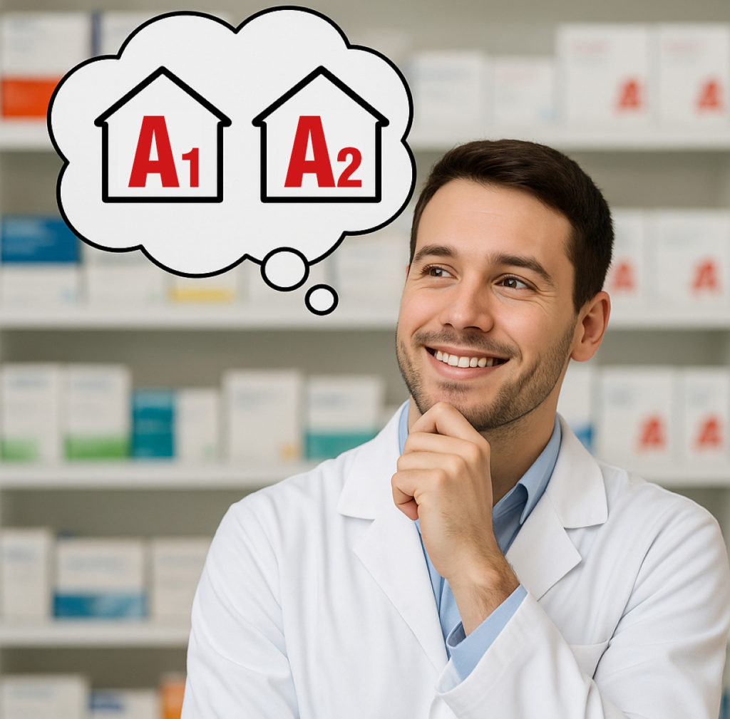 Bild eines Apothekers, der über die Erweiterung seiner Apothekenmarke nachdenkt